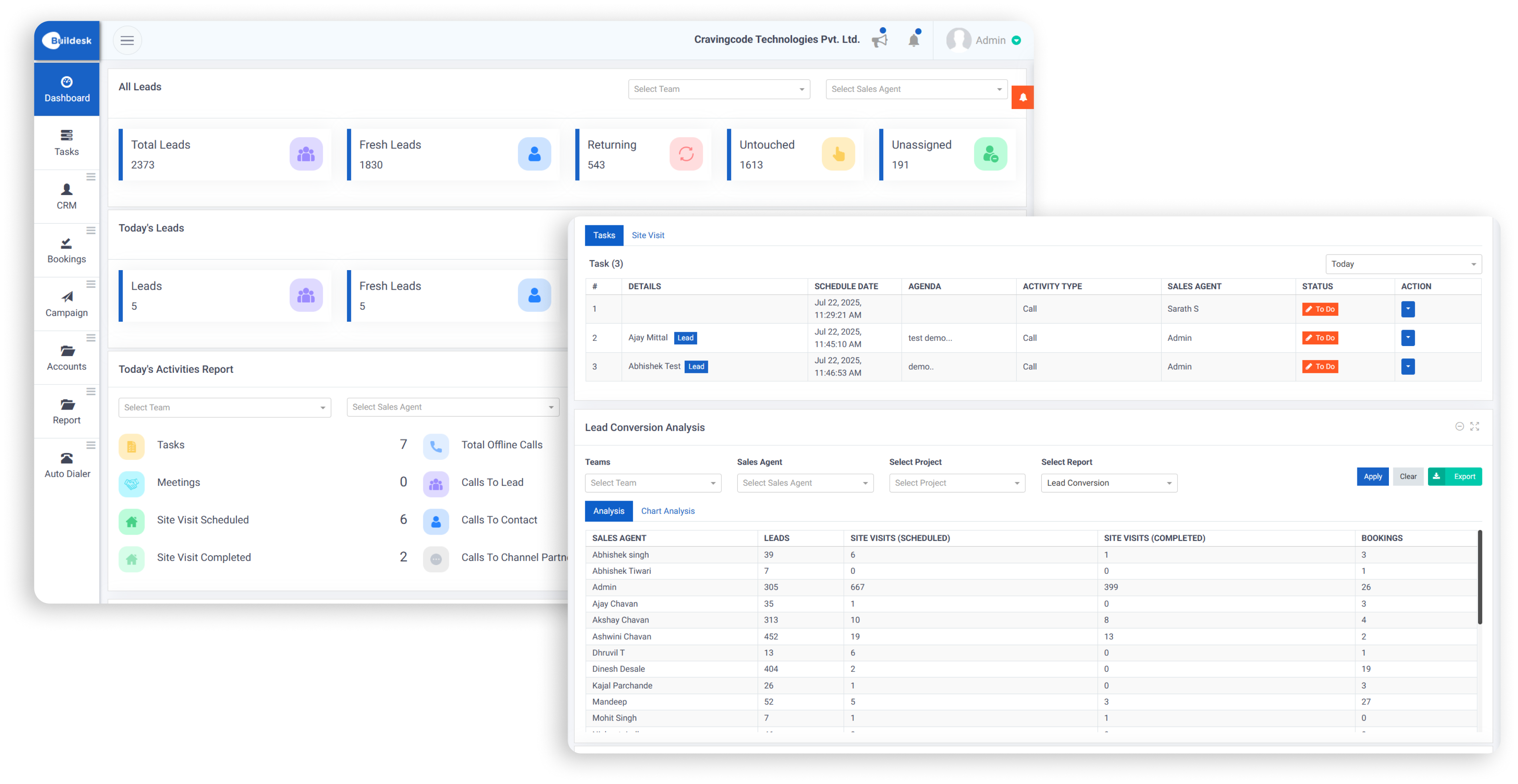 Buildesk CRM Dashboard