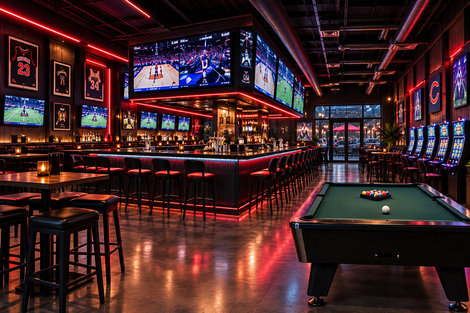 Pre-construction interior design rendering for Jonny's Bar