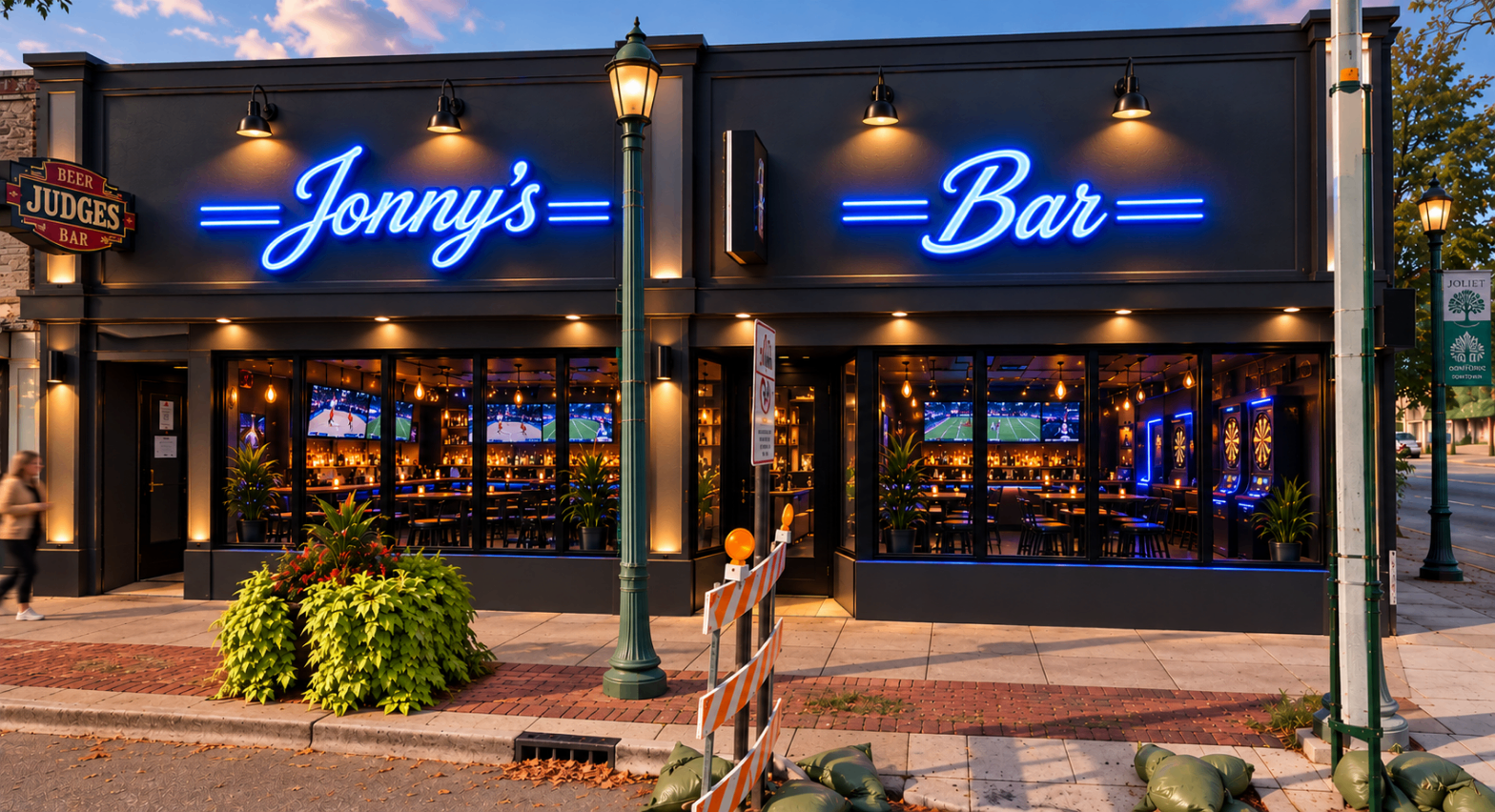 Pre-construction exterior design rendering for Jonny's Bar