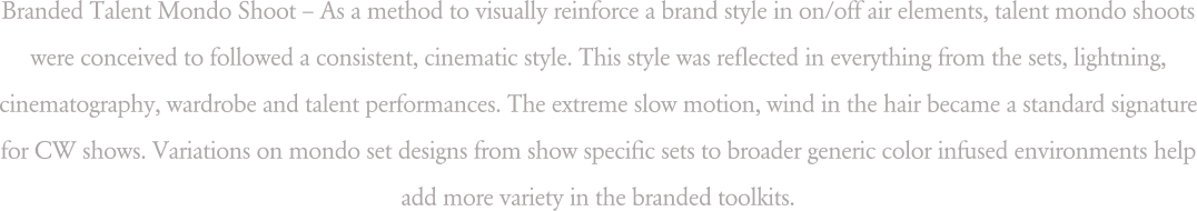 Branded talent motion shoot description