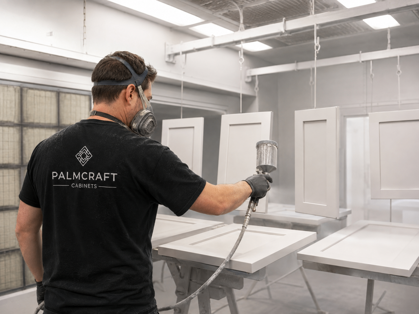 Spray booth — doors on the rack