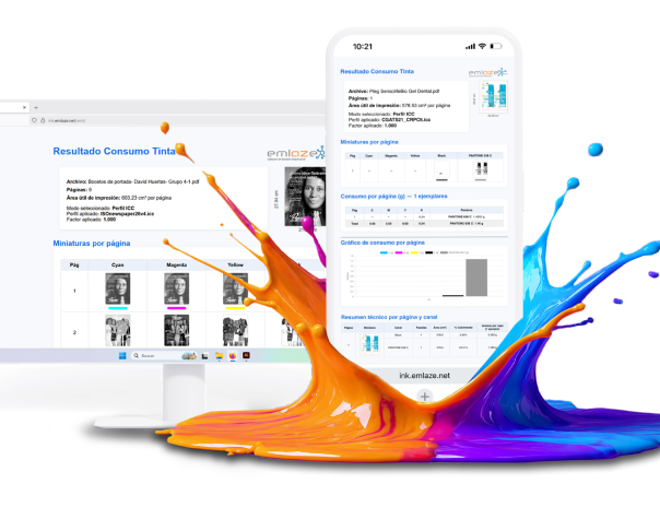 Interfaz de la calculadora de tintas