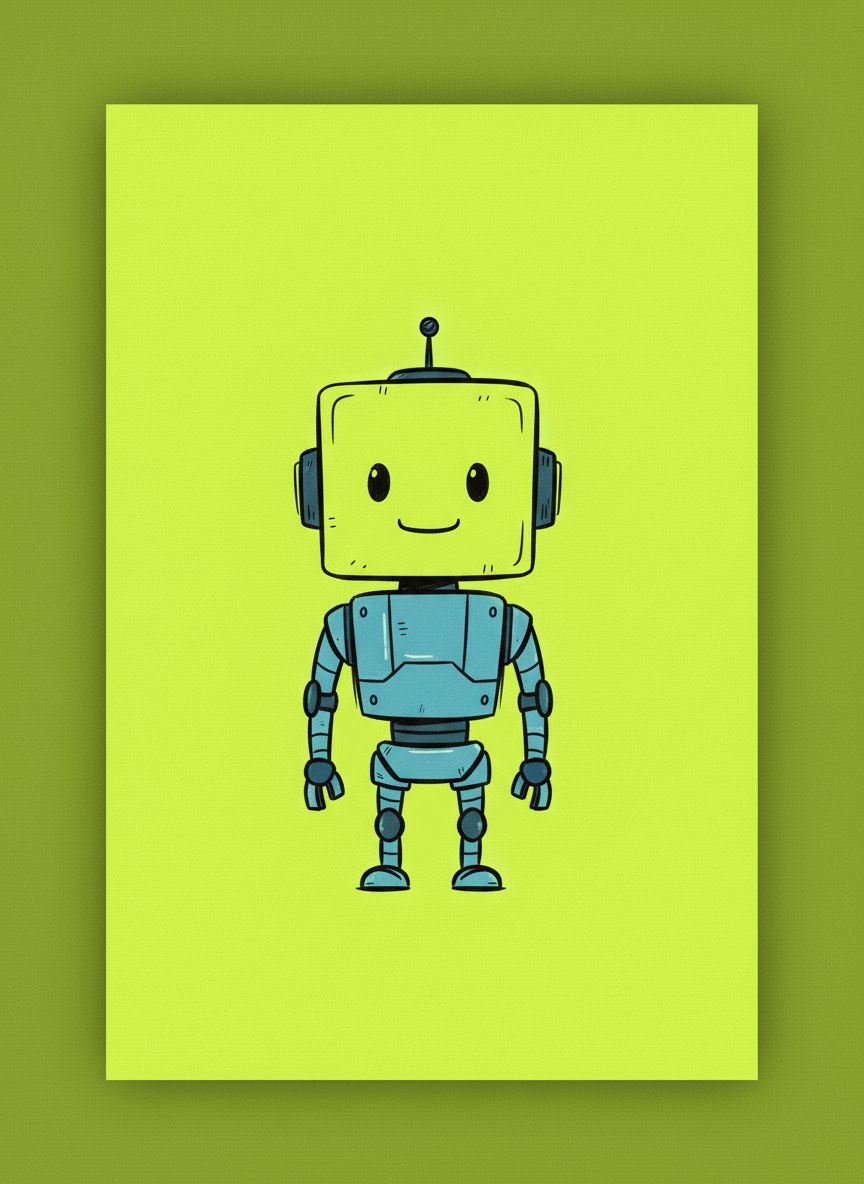 Blue square head robot collectible