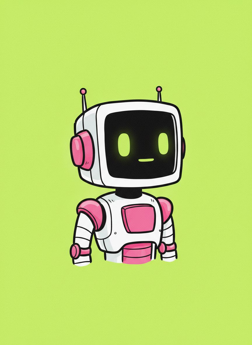 Pink square head robot collectible