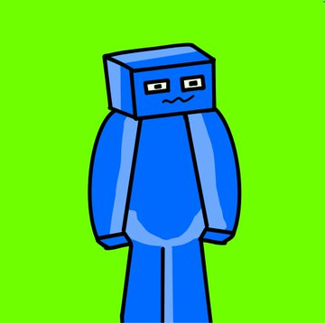 Hand-drawn blue square head robot mascot