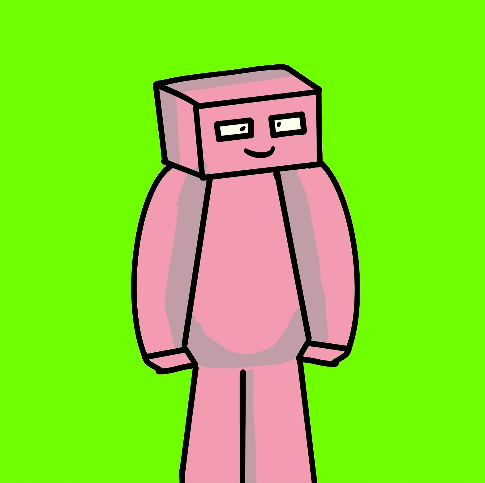 Pink square head robot collectible