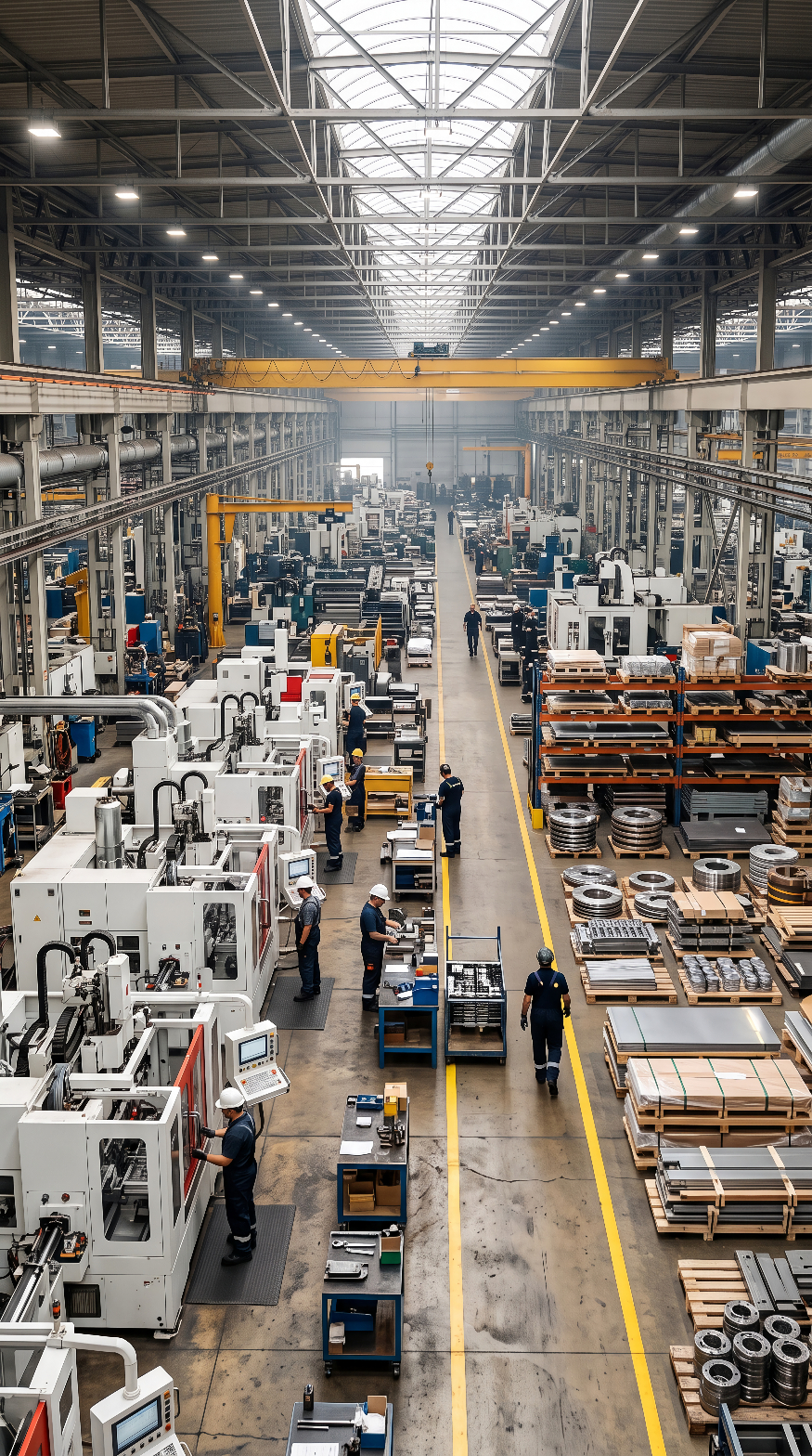 Manufacturing facility with production machinery and industrial operations