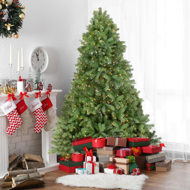 Real Touch Pre-Lit Full Noble Fir Artificial Christmas Tree - 7.5' - Clear Lights