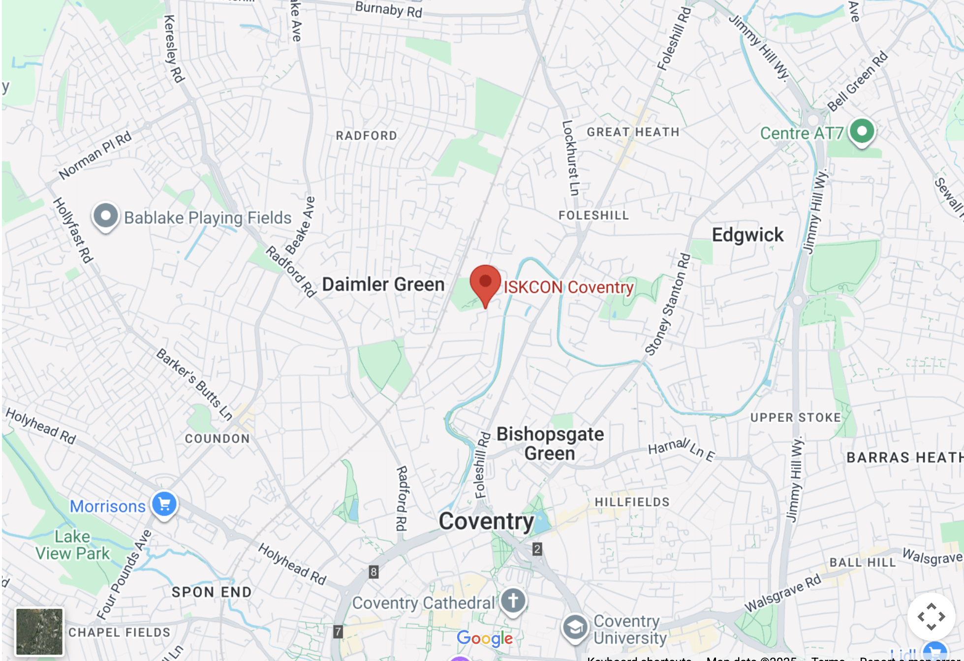 Map showing temple location in Vrindavan