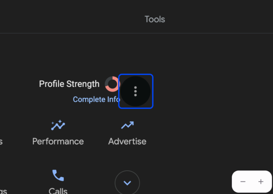Screenshot showing three vertical dots menu
