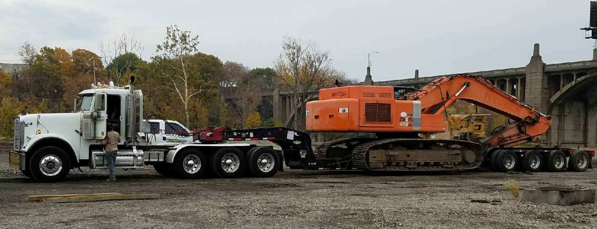 heavy equipment transport truck