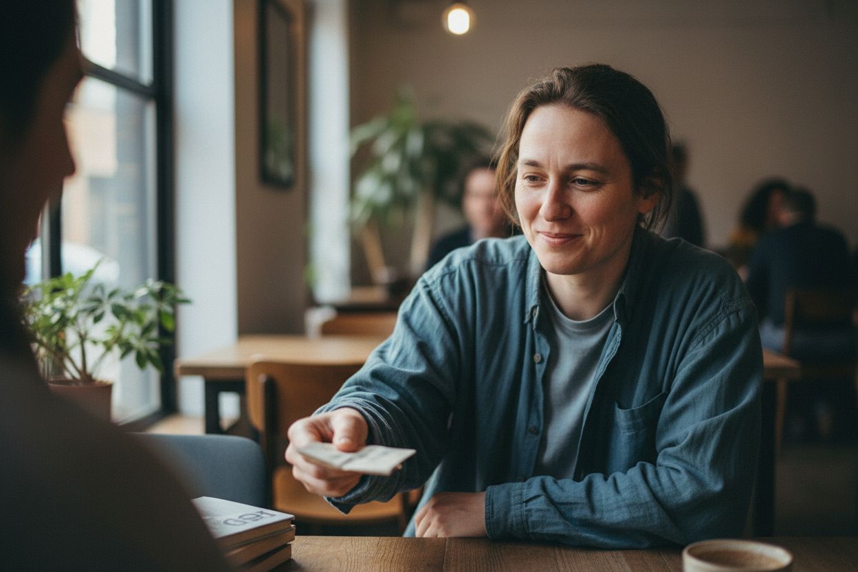 person offering donation gesture