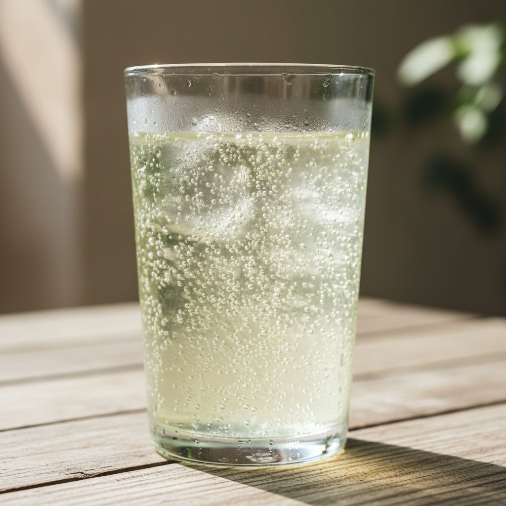 chilled glass with condensation and bubbles