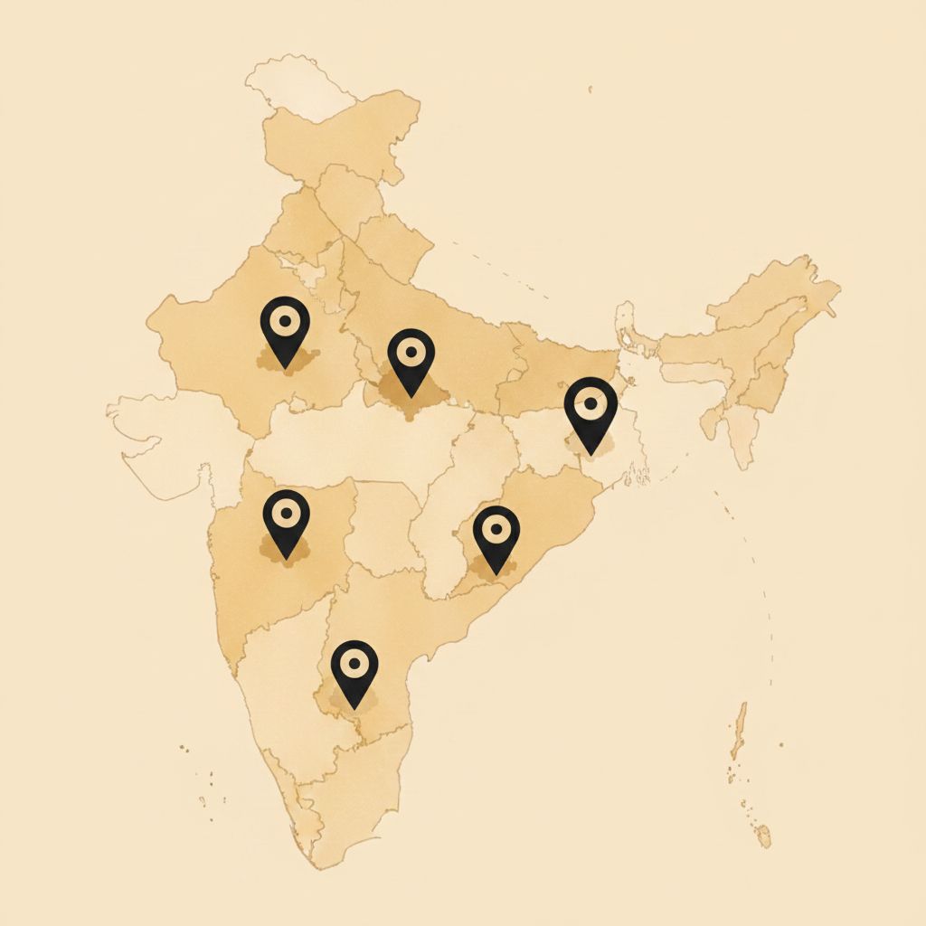 India map showing operational states