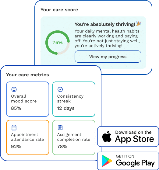 Track your mental health progress in the app