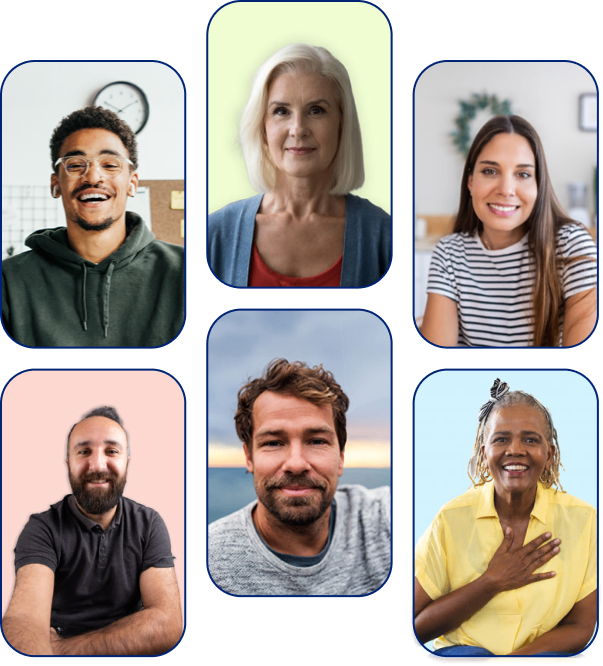 Six therapists at ReachLink representing personalised human-guided online therapy.