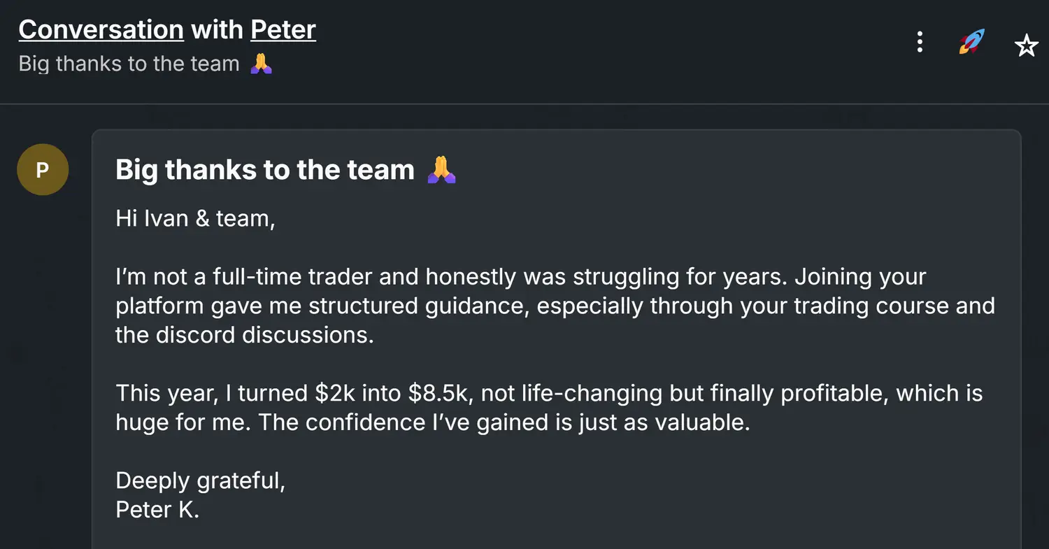 Peter testimonial - Turned $2k into $8.5k