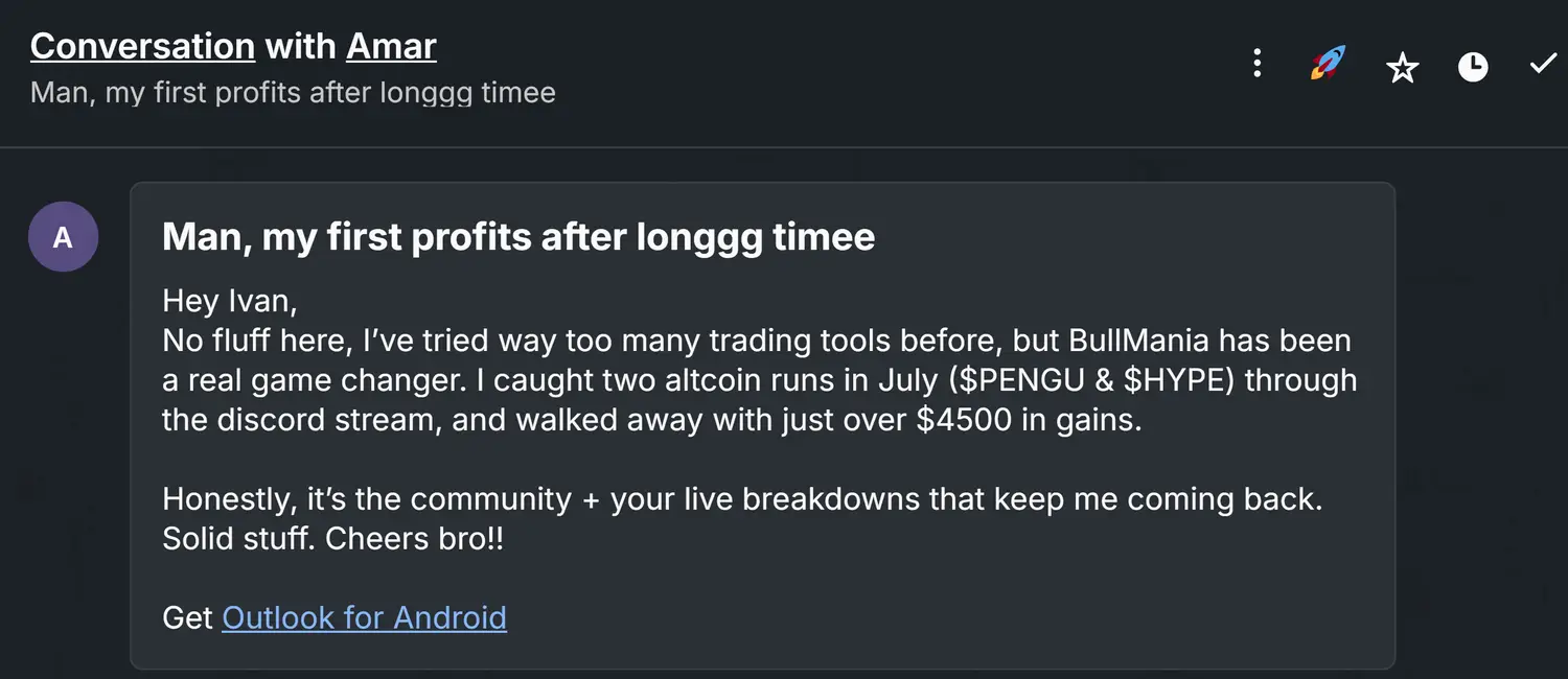 Amar testimonial - $4500 in gains