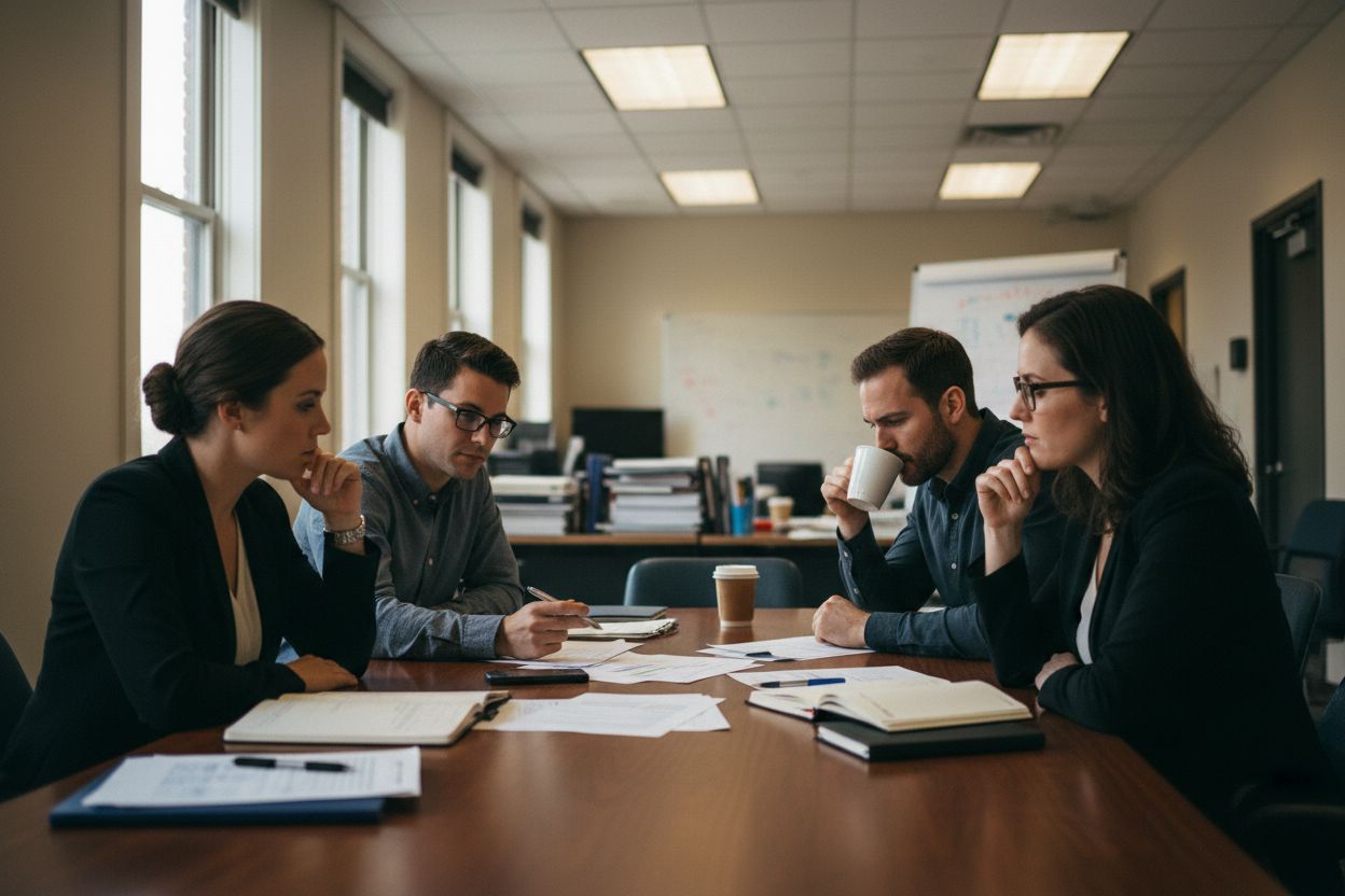 Advisors reviewing documents together