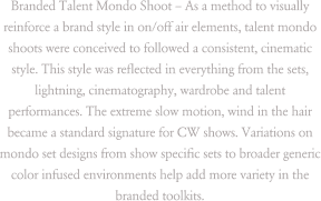 Branded talent motion shoot description