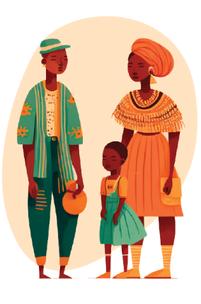 Illustration of a Health 2 Go family